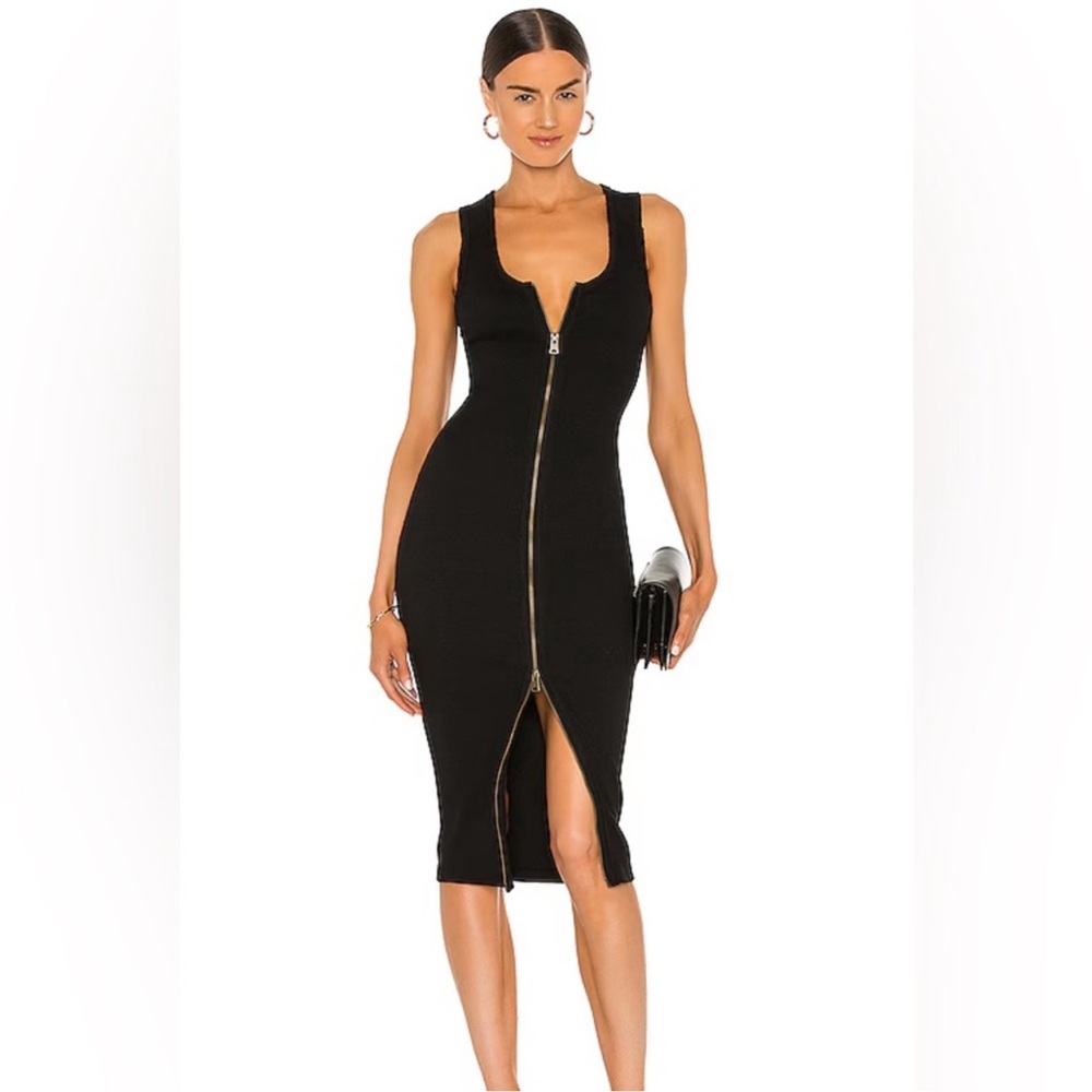 All Saints Black Midi Dress with Zipper